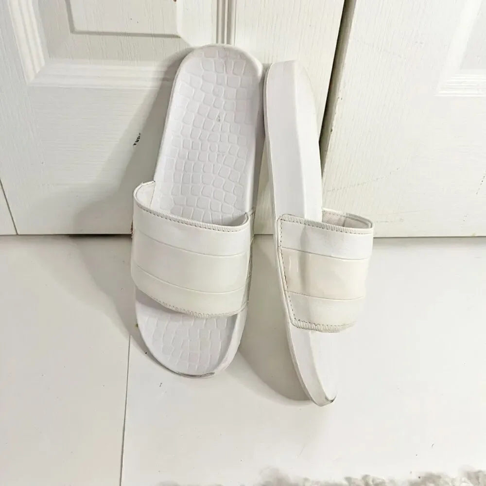 Lacoste Crocodile Metallic Slip On Rubber Summer Casual Flip Flop Sandal Slides